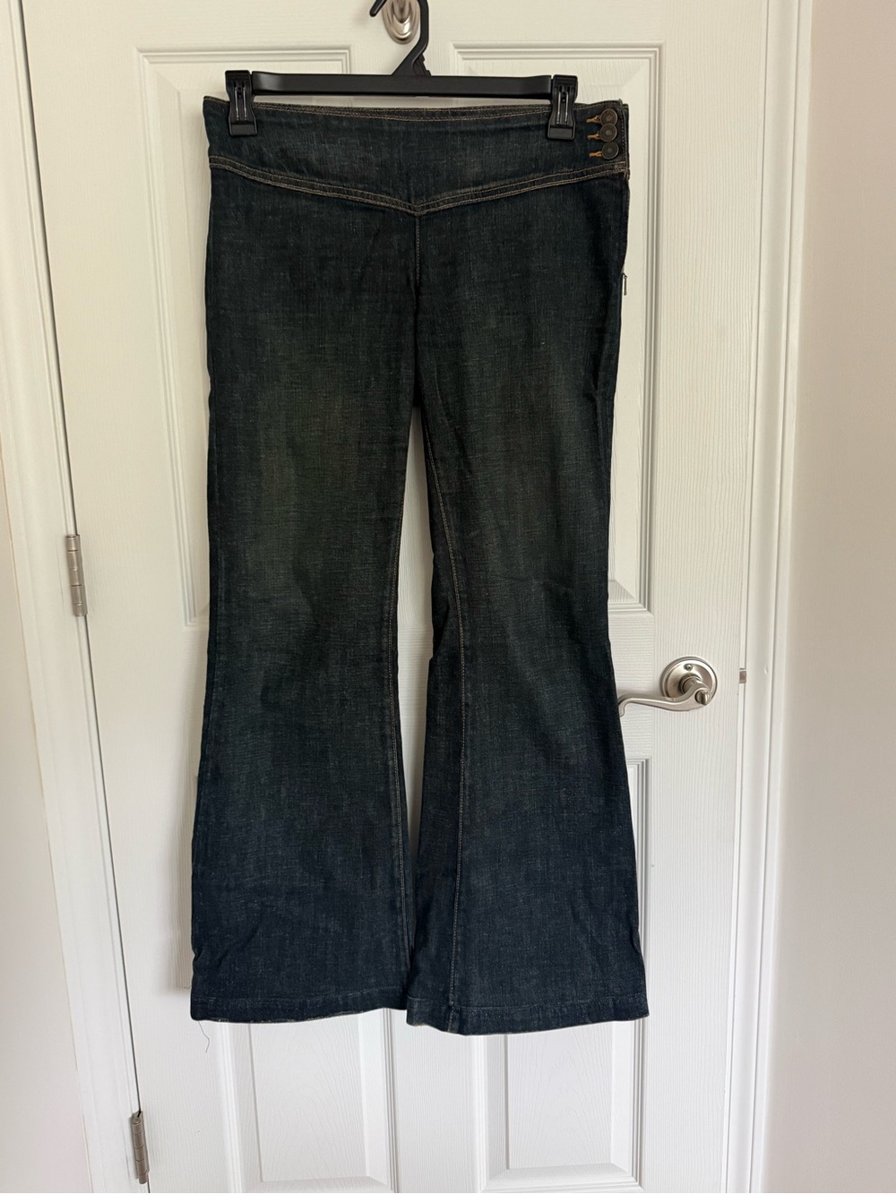 Vintage James Jeans Flat Front Flare Side Button Antique Wash Y2K Size 29